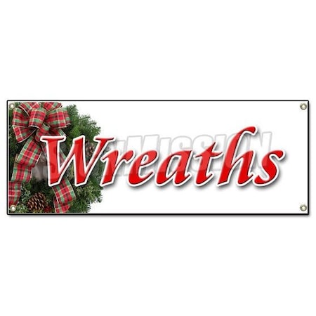 Signmission WREATH BANNER SIGN WREATH BANNER SIGN christmas xmas x-mas holiday trees B-Wreath
